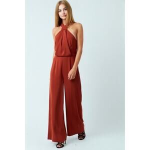 Shona Joy Core Knot Jumpsuit in Rust Orange